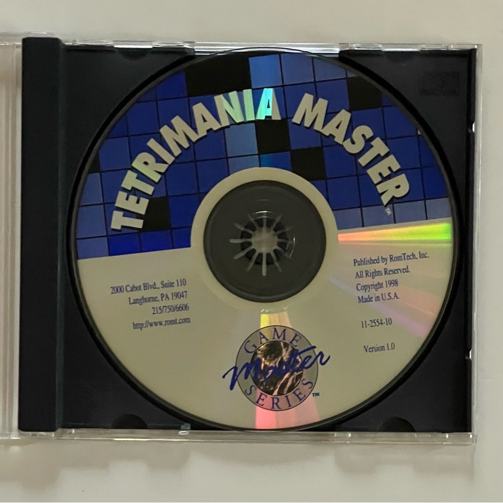 1998 Tetrimania Master PC Game RomTech Master Game Series